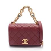 Pre-owned Leather chanel-bags Chanel Vintage , Brown , Dames