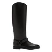 Hoge Leren Laarzen Brunello Cucinelli , Black , Dames