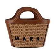 Raffia-effect Micro Tas met Leer Marni , Brown , Dames