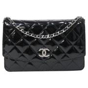 Pre-owned Leather wallets Chanel Vintage , Black , Dames