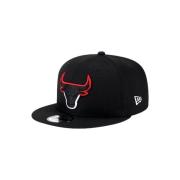 Zwarte Bulls Split Logo Pet New Era , Black , Heren