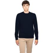 Blauwe Wol Crewneck Sweater voor Mannen Alpha Studio , Blue , Heren