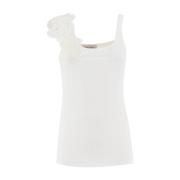 Bloemenkant Applique Slim Fit Top Ermanno Scervino , White , Dames