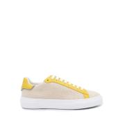 Sneaker van canvas en leer met diamantdraad Fabiana Filippi , Beige , ...