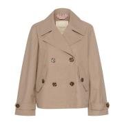 Klassieke Desert Taupe Jas met Knopen Part Two , Beige , Dames