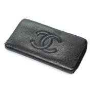 Pre-owned Leather wallets Chanel Vintage , Black , Dames