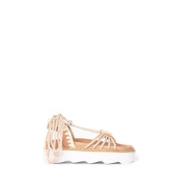 Rope Lace Up Platform Sandaal Mou , Beige , Dames