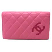 Pre-owned Leather wallets Chanel Vintage , Pink , Dames