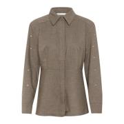 Stijlvolle Walnut Melange Overhemdblouse Karen by Simonsen , Green , D...