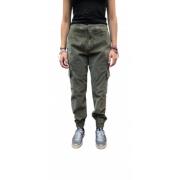 Khaki Corduroy Cargo Broek met Achterzakken Mason's , Green , Dames