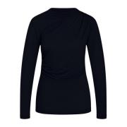 Gedrapeerde Zwarte Blouse Bruuns Bazaar , Black , Dames