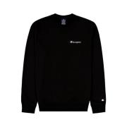 Zwarte Tekstlogo Crewneck Sweatshirt Champion , Black , Heren