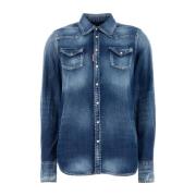 Stretch Denim Western Shirt Dsquared2 , Blue , Dames