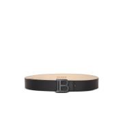 B-Belt rubber-effect leren riem Balmain , Black , Heren