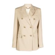 Beige Wol Double-Breasted Jas Golden Goose , Beige , Dames