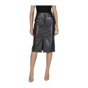 Zwarte Polyester Midi Rok Vila , Black , Dames