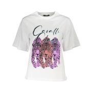 Wit Katoenen T-Shirt met Korte Mouwen Cavalli Class , White , Dames