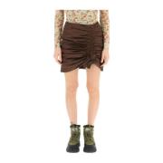 Gerimpelde Bruine Mini Rok Nylon Ganni , Brown , Dames