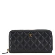 Pre-owned Leather wallets Chanel Vintage , Black , Dames