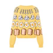 Gele Jacquard Crew Neck Sweater Moschino , Multicolor , Dames