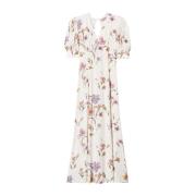 Bloemen Midi Jurk Wit Viscose Twinset , White , Dames