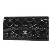 Pre-owned Leather wallets Chanel Vintage , Black , Dames