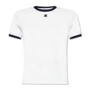 T-shirt met geborduurd logo Courrèges , White , Dames