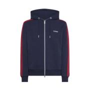 Heritage Cotton Hoodie met Zip Stripe Sun68 , Blue , Heren