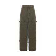 Groene Timmerman Broek met Militaire Stijl Off White , Green , Heren