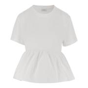 Katoenen T-shirt met Volant Patou , White , Dames