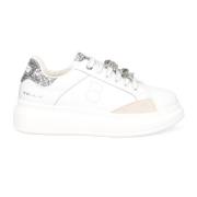 Witte Leren Glitter Sneakers met Micro-Rhinestones Tosca Blu , White ,...