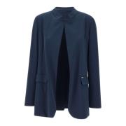 Blauwe Stretch Blazer met Mock Zakken Kaos , Blue , Dames