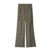 Geruite wollen grijze broek Burberry , Multicolor , Dames