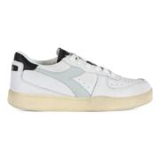 Vintage Leren Sneakers Lage Top Diadora , White , Dames