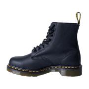 Zwarte Leren Ronde Neus Laarzen Dr. Martens , Blue , Dames