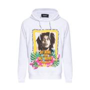 Bedrukte Hoodie - Stijlvol Ontwerp Dsquared2 , White , Heren