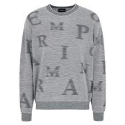 Gestreepte wollen trui met jacquard-letters Emporio Armani , Gray , He...