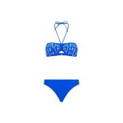 Monogram Bikini met Halternek Roberto Cavalli , Blue , Dames