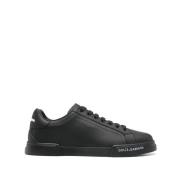 Zwarte Vetersneaker Rubberen Zool Dolce & Gabbana , Black , Heren