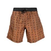 Monogram Strandkleding met Trekkoord Tailleband MCM , Brown , Heren