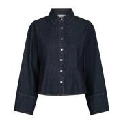 Donkerblauwe Denim Shirt Stijlvol Modern Neo Noir , Blue , Dames