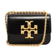 Leren schoudertas met klep sluiting Tory Burch , Black , Dames