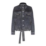 Oversized denim jack Balmain , Black , Heren