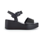 Zwarte gladleren sandalen Gabor , Black , Dames