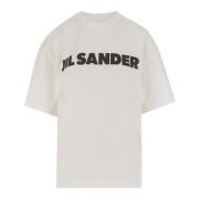 Logo Katoenen T-shirt Ivoor Oversized Pasvorm Jil Sander , White , Dam...