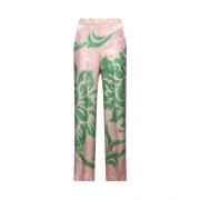 Roze Jacquard Broek met Elastische Tailleband Etro , Multicolor , Dame...