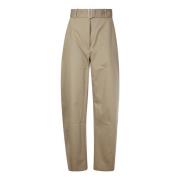 Gebelte broek met ronde pijp Studio Nicholson , Beige , Dames