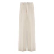 Beige Wijde Pijp Wollen Broek Alberto Biani , Beige , Dames