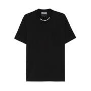 Zwarte Crew Neck T-shirt met Zak Versace Jeans Couture , Black , Heren