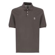 Bruine Katoenen Poloshirt met Logo Brunello Cucinelli , Brown , Heren